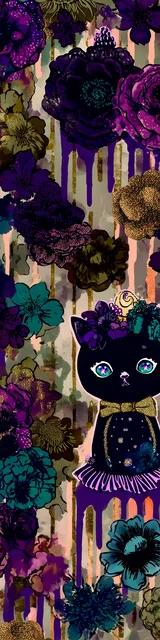 Free kawaii cats bookmark featuring a purple cat with drip effects